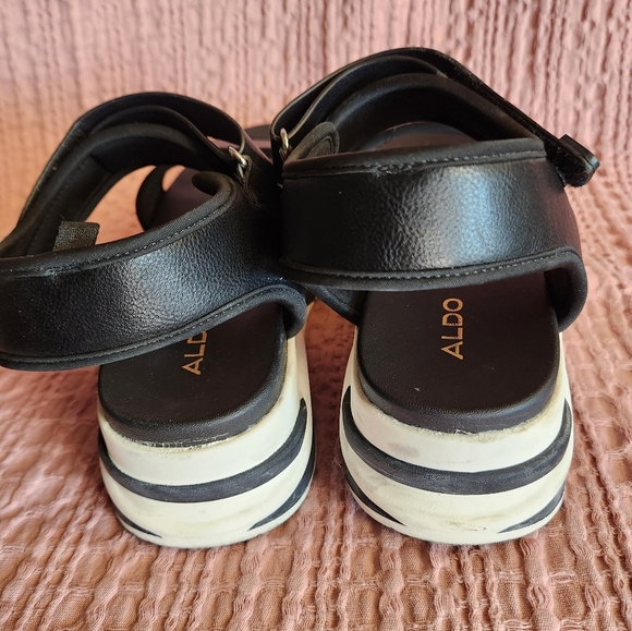 Aldo Zarella Black And White Thick Sole Round Toe Sandal Women's Size  8M - Picture 3 of 10